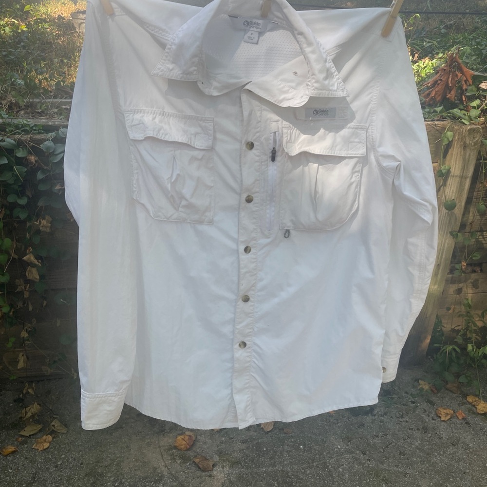 Gander Mountain Guide Series Men's White Casual Button Down Shirt Fragrance Free